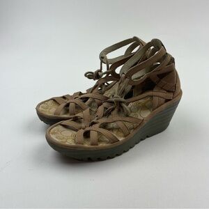 Fly London Yuke Gladiator Wedge Heel Sandals Women’s Size 37 US 6.5-7